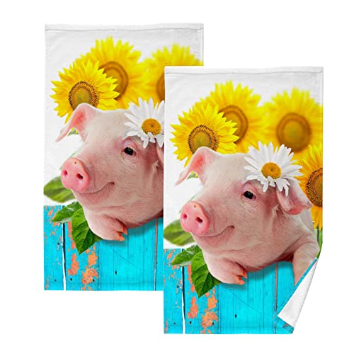 YOUJUNER Handtuch-Set 2er-Pack Schönes Schwein 100% Baumwolle Handtücher Weich Saugstark Baumwolle Duschtücher Gästetücher Dekor Handtücher von YOUJUNER