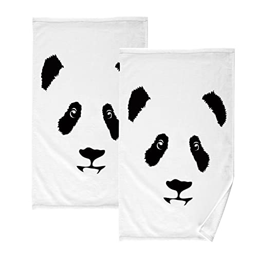 YOUJUNER Handtuch-Set 2er-Pack Schwarz-weißes Panda-Gesicht 100% Baumwolle Handtücher Weich Saugstark Baumwolle Duschtücher Gästetücher Dekor Handtücher von YOUJUNER