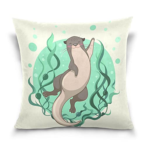 YOUJUNER Kissenbezug 40x40 cm, Cartoon-Tier-Otter Dekorative Kissenbezug Kissenhülle Wurfkissenbezug für Couch Sofa Hause Bett von YOUJUNER