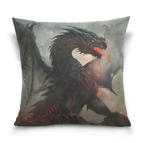 YOUJUNER Kissenbezug 40x40 cm, Fantasy-Drachen-Dekor Dekorative Kissenbezug Kissenhülle Wurfkissenbezug für Couch Sofa Hause Bett von YOUJUNER