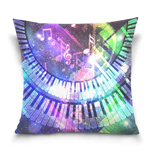 YOUJUNER Kissenbezug 40x40 cm, Galaxy Piano Musiknote Dekorative Kissenbezug Kissenhülle Wurfkissenbezug für Couch Sofa Hause Bett von YOUJUNER