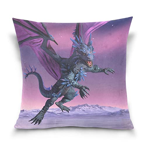 YOUJUNER Kissenbezug Leinen Dekorative Kissenhülle, Fantasy-Drachen-Design Wurfkissenbezug Zierkissenbezüge Sofa Kissenbezug 40x40cm von YOUJUNER