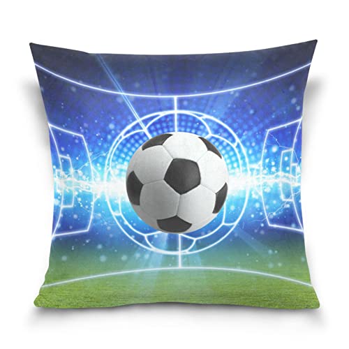 YOUJUNER Kissenbezug Leinen Dekorative Kissenhülle, Galaxy Sport Ball Fußball Wurfkissenbezug Zierkissenbezüge Sofa Kissenbezug 45x45cm von YOUJUNER