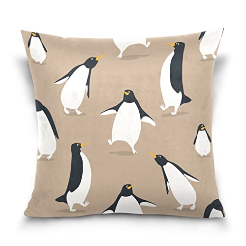 YOUJUNER Kissenbezug Leinen Dekorative Kissenhülle, Nettes Pinguin-Muster Wurfkissenbezug Zierkissenbezüge Sofa Kissenbezug 40x40cm von YOUJUNER