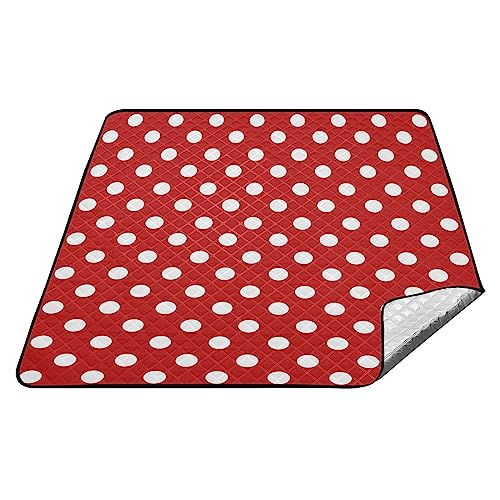 YOUJUNER Picknickdecke, 200 x 200 cm, rot, gepunktet, große Picknickmatte, wasserdicht, Stranddecke, tragbarer Outdoor-Teppich, Camping-Matte von YOUJUNER