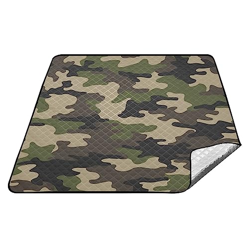 YOUJUNER Picknickdecke 200 x 200 cm Camouflage Grün Camo Große Picknickmatte Wasserdichte Stranddecke Tragbare Outdoor Teppich Camping Matte von YOUJUNER