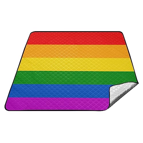 YOUJUNER Picknickdecke 200x200cm, LGBT-Gay-Pride-Regenbogenfahne groß wasserdicht Campingdecke faltbar Strandmatte Picknick-Matte für Park, Garten, Strand Outdoor von YOUJUNER
