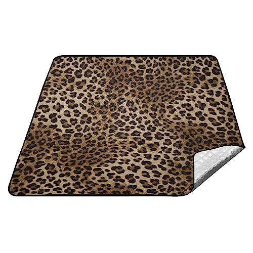 YOUJUNER Picknickdecke 200x200cm, Tier Leopard Print groß wasserdicht Campingdecke faltbar Strandmatte Picknick-Matte von YOUJUNER