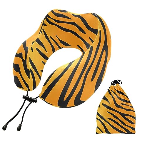 YOUJUNER Reisekissen Animal Tiger Skin Print Memory-Schaum U-förmiges Nackenkissen Stützkissen Schlafrestkissen Kopfstütze von YOUJUNER