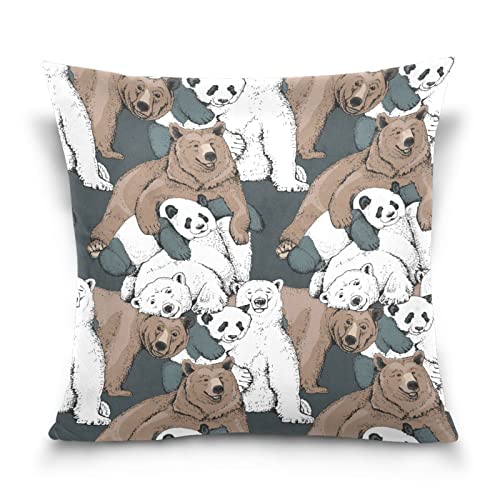 YOUJUNER Wurfkissenbezüge Braunbär Eisbär Dekorativer Kissenbezug Quadratischer Kissenbezug für Sofa Couch Wohnzimmer Schlafzimmer 45,7 x 45,7 cm von YOUJUNER