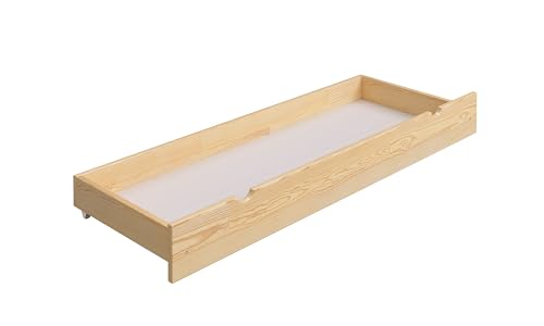 YOUKO Unterbettkommode mit Rollen aus Massivem Kiefernholz - Bettkasten mit Rollen Schubladenboden aus MDF-Platte - Unterbettbox mit Glatten Kanten Varnish von YOUKO