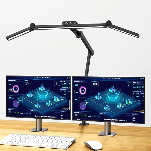 YOUKOYI Schreibtischlampe LED Dimmbar, 24W Schreibtischlampe Klemmbar 5 Farbtemperatur 5 Helligkeitsstufen Schwenkarm Architektenlamp, Augenschutz Monitor Lampe für Arbeit, Studium, Zuhause, Büro von YOUKOYI