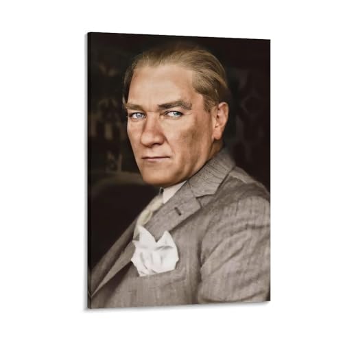 YOUMAN Mustafa Kemal Atatürk Türkei Druck auf Leinwand, Poster, Wandkunst, Bilddrucke, hängende Foto-Dekoration, Heimposter, Kunstwerke, 60 x 90 cm von YOUMAN