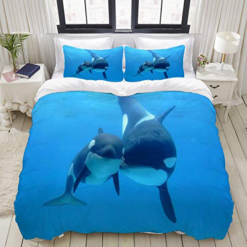 YOUMEISU Bedding Bettwäsche-Set,Orca Killerwale,Mikrofaser Bettbezug und Kissenbezug - (135 x 200 cm) von YOUMEISU