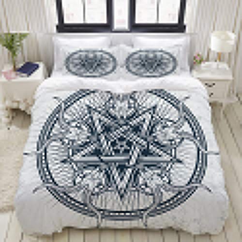 YOUMEISU Bedding Bettwäsche-Set,Stilvolles Pentagramm mit Ziegenschädeln und Sternstrahlen,Mikrofaser Bettbezug und Kissenbezug - (200 x 200 cm) von YOUMEISU