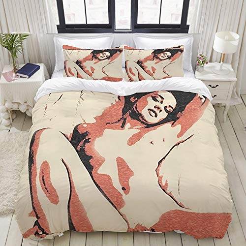 YOUMEISU Bedding Bettwäsche-Set,Style Sexy Nacktes Mädchen,Mikrofaser Bettbezug und Kissenbezug - (135 x 200 cm) von YOUMEISU