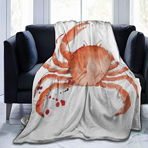 YOUMEISU Kuscheldecke Fleecedecke Flanell Decke Meerestiere-Thema Aquarellart-Krabbe auf weißem Hintergrund Blanket Für Bett Sofa Schlafzimmer Büro 153x204cm von YOUMEISU