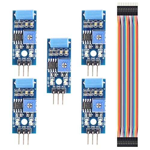 Youmile 5 Stück Vibrationssensor-Modul SW-420 Bewegungsalarm-Schalter-Detektor Elektronisches DIY-Kit für Arduino mit Dupont-Kabel von Youmile