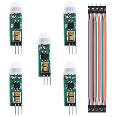 Youmile 5 Stück Menschlicher Bewegungssensor HC-SR505 Mini-Infrarot-PIR-Detektormodul für Arduino-Körpersensorschalter mit Dupont-Kabel von Youmile