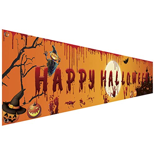 Happy Halloween Papier Horror Fledermaus Kürbis Schädel für Halloween Party hängende Dekoration Wimpelkette Flaggen Meter Sticks für Klassenzimmer von YOUNAFEN