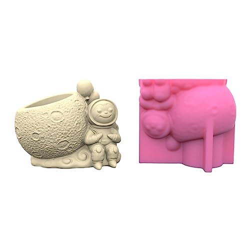 YOUNAFEN Sitting Astronaut Shaped Planter Vase Moulds Cements Mold Silicone Material for Handmaking Succulent Plant Flowerpots von YOUNAFEN