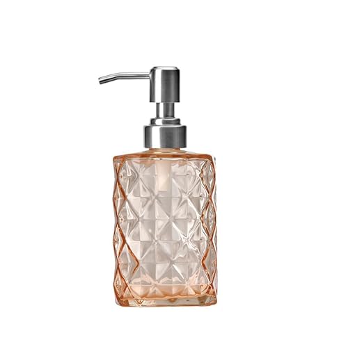 350ml Orange Glas Seifespender,Diamant Pump Flüssigkeit Shampoo Lotion Spender Flasche,Hand und Geschirr Seife Spender für Badezimmer, Küche, Arbeitsplatte, Wäscherei, Moderne Bauernhaus Dekor von YOUNGBAO