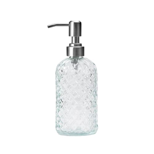 400ml Seifenspender aus Glas mit Edelstahlpumpe,klar Pumpe Liquid Shampoo Lotion Spenderflasche, Hand- und Spülmittelspender für Bad,Küche, Arbeitsplatte,Waschküche von YOUNGBAO