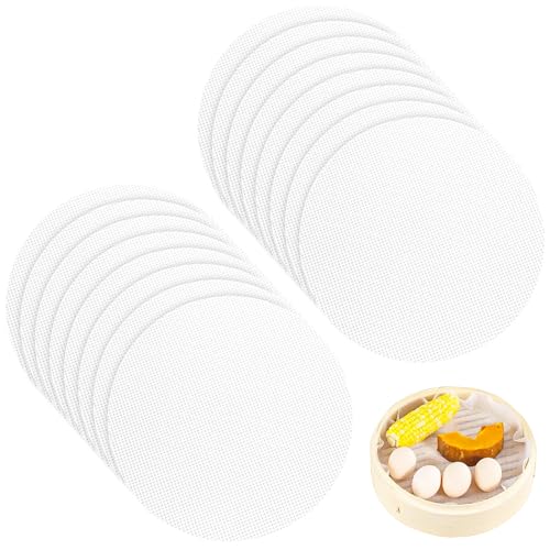 YOUNGSAY 16 Stk Silikon Dämpfer Matte, 28cm Runde Antihaft Silikon Matte Dampfgarer, Wiederverwendbare Dampfgarer Matte für gedämpfte Brötchen/Knödel/Gebäck von YOUNGSAY