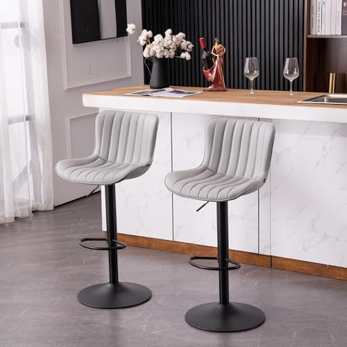 YOUNIKE 2er Set höhenverstellbare Barhocker Moderne Barstühle aus Kunstleder und Metall Hoher Barhocker Maximale Belastbarkeit 136 kg 2/Grau YOUNIKE 2er Set höhenverstellbare Barhocker Moderne Barstühle aus Kunstleder und Metall Hoher Barhocker Maximale Belastbarkeit 136 kg 2/Grau von YOUNIKE