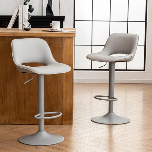 YOUNIKE Barhocker 2er Set, Barstühle Bar Stool Höhenverstellbar Drehstuhl, Küchenstühle Tresenstuhl mit Hohler Rückenlehne, Hohe Barhocker für Bartheke Küche, Alles Grau YOUNIKE Barhocker 2er Set, Barstühle Bar Stool Höhenverstellbar Drehstuhl, Küchenstühle Tresenstuhl mit Hohler Rückenlehne, Hohe Barhocker für Bartheke Küche, Alles Grau von YOUNIKE