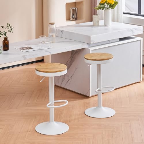 YOUNIKE Barhocker 2er Set Holz Barhocker Barstuhl Hoher Metallrahmen 360° höhenverstellbar drehbar mit Fußstütze Industriell Weiß YOUNIKE Barhocker 2er Set Holz Barhocker Barstuhl Hoher Metallrahmen 360° höhenverstellbar drehbar mit Fußstütze Industriell Weiß von YOUNIKE