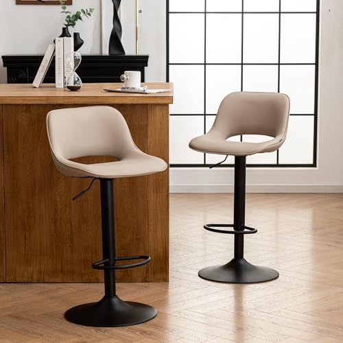 YOUNIKE Barhocker 2er Set, Barstühle Bar Stool Höhenverstellbar Drehstuhl, Küchenstühle Tresenstuhl mit Hohler Rückenlehne, Hohe Barhocker für Bartheke Küche, Khaki von YOUNIKE