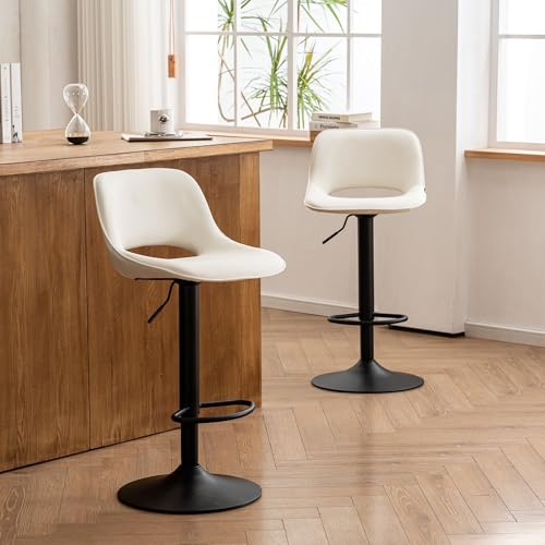 YOUNIKE Barhocker 2er Set, Barstühle Bar Stool Höhenverstellbar Drehstuhl, Küchenstühle Tresenstuhl mit Hohler Rückenlehne, Hohe Barhocker für Bartheke Küche, Weiß YOUNIKE Barhocker 2er Set, Barstühle Bar Stool Höhenverstellbar Drehstuhl, Küchenstühle Tresenstuhl mit Hohler Rückenlehne, Hohe Barhocker für Bartheke Küche, Weiß von YOUNIKE