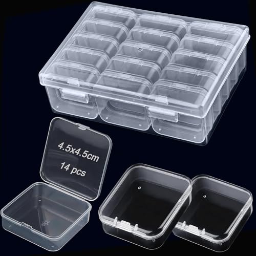 15 Stück Aufbewahrungsbox mit Deckel Klein Kunststoff Transparente Plastikbox mit Deckel Leere Mini Kunststoffbox Sortierbox mit Klappdeckel Klein Plastikboxen für Perlen, Schrauben, Bastelzubehör von YOUNTHYE