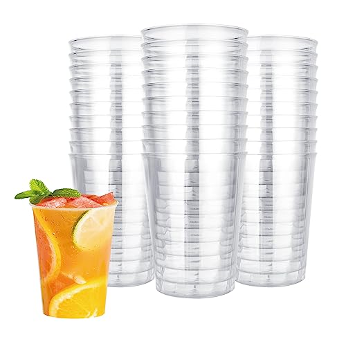 YOUNTHYE 120 Stück Plastikbecher 0,3l Stapelbare Spülmaschinenfeste Trinkbecher 300ml kunststoffbecher Transparente, Bruchsichere, Mehrweg Partybecher für Getränke, Party, Hochzeiten, Geburtstage von YOUNTHYE