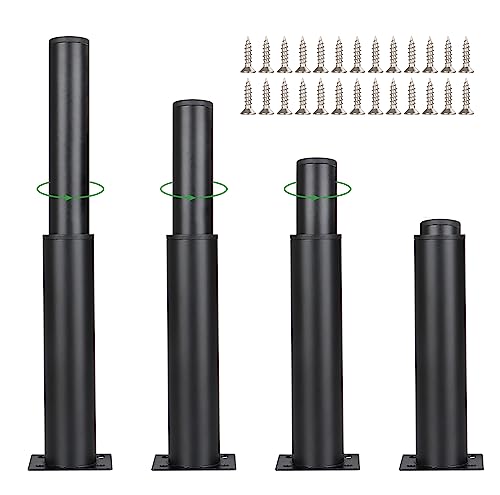 4 Stück Möbelfüße Verstellbar 180-330mm Tischbeine Möbelfüße Metall Schwarz Möbelbeine Höhenverstellbar Schrankfüße SofafüßeRund Möbelfüße für Fernsehschrank, Sofa, Tisch, Sessel, Schreibtisch von YOUNTHYE