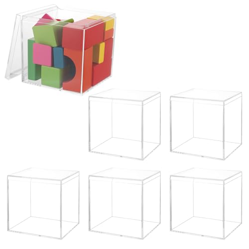YOUNTHYE 6 Stück Transparente Box Geschenkbox,10 x 10 x 10 cm Acryl Box Transparent, Transparente Aufbewahrungsbox Kleine Acryl Box Transparent Mit Deckel Für Süßigkeiten, Schmuck, Figuren von YOUNTHYE