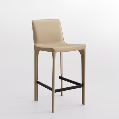 YOUNUOKE Sattelleder Barhocker, Keine Installation, Tresenhocker, Bistrohocker mit Lehne, Bistrostuhl mit Fußstütze, Medieval Minimalism, 66 cm Hoch, Barstuhl für Küche, Wohnzimmer, Esszimmer, Khaki von YOUNUOKE