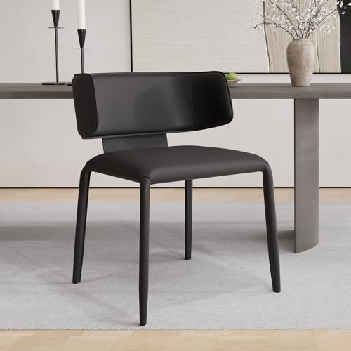 YOUNUOKE Sattelleder Esszimmerstuhl, Küchenstuhl Einzeln, Polsterstuhl Stahlbeine Moderne minimalistische, für Küche, Wohnzimmer, Schlafzimmer, bis 150kg belastbar, C-förmige Rückenlehne, Schwarz von YOUNUOKE