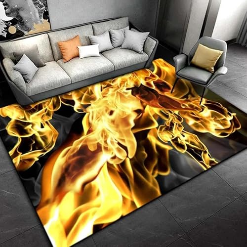 YOUOUSI 3D-Kunst-Flammenmuster, großer Teppich, geeignet für Zuhause, Wohnzimmer, Jungen und Mädchen, Schlafzimmer, Sofa, Fußmatte, Dekoration, Geschenke von YOUOUSI