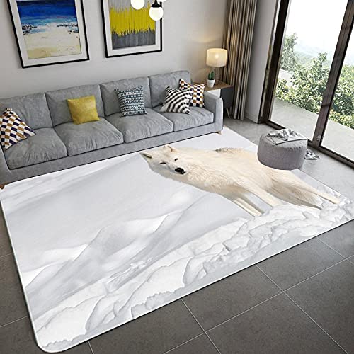 YOUOUSI 3D Schnee Berg Tier Wolf Teppich Eingangstür Bodenmatte abstrakte Kunst Fußmatte rutschfeste Bodenmatte Wohnzimmer Dekoration Bereich Teppich von YOUOUSI