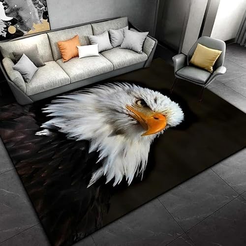 YOUOUSI 3D Tier Adler Muster Wohnzimmer Teppich Sofa Kissen Schlafzimmer Nachttisch Teppich Eingang Anti-Rutsch-Fußmatte Teppich dekorative Matte von YOUOUSI