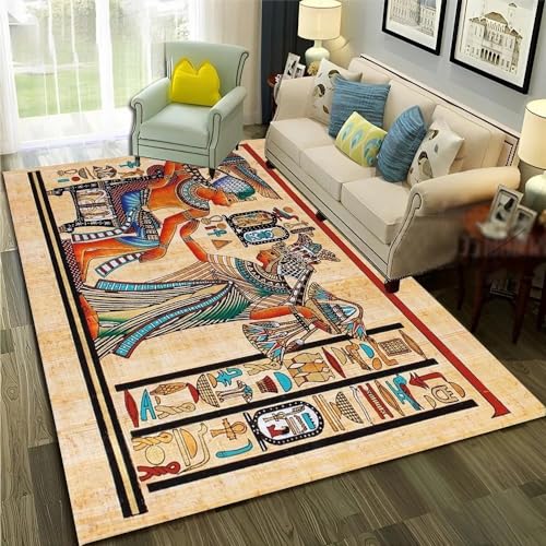 YOUOUSI Ägyptischer Charakter-Symbol-Bereichsteppich, universelle Fußmatte, dekorativer Teppich für Wohnzimmer, Schlafzimmer und Sofa, Kinderspielmatte von YOUOUSI