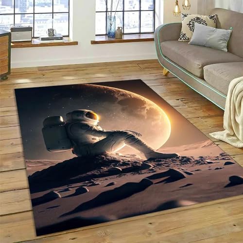YOUOUSI Astronaut-Universum-Planeten-Teppich, Wohnzimmer, Heimdekoration, Couchtisch-Matte, großer Teppich, rutschfeste Schlafzimmer-Spielmatte von YOUOUSI