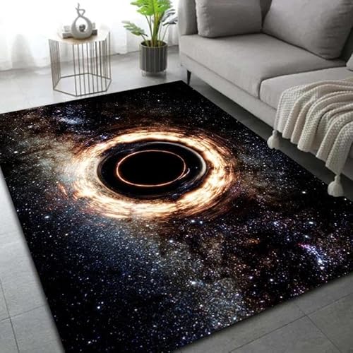 YOUOUSI Cosmic Science Fiction Black Hole Wohnzimmer Teppich Sofa Kissen Schlafzimmer Nachttisch Teppich Eingang Anti-Rutsch-Fußmatte Teppich dekorative Matte von YOUOUSI