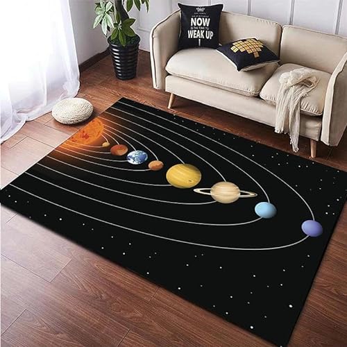 YOUOUSI Der Teppich „Eight Planets of The Galaxy“ eignet Sich für Wohnzimmer, Schlafzimmer, Sofa-Fußmattendekoration und rutschfeste Teppichmatte für den Kinderbereich von YOUOUSI