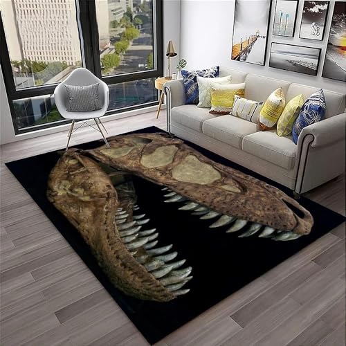 YOUOUSI Dinosaurierkopf-Fossil-Teppich, Wohnzimmer-Schlafzimmer-Sofa-Fußmatten-Dekoration, Kinderspielbereich-Teppich, rutschfeste Bodenmatte von YOUOUSI