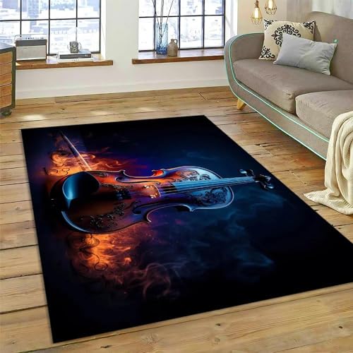 YOUOUSI Fantasy Flame Violine Teppich, bequemer und weicher Schlafzimmer-Nachttisch-Teppich, kreativer Kinderzimmer-Teppich, Wohnzimmer-Kunst-Teppich von YOUOUSI