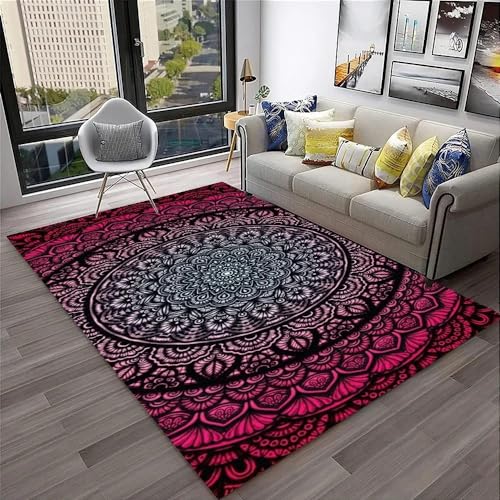 YOUOUSI Farbverlaufs-Mandala-Blumen-Teppich, Eingangstür-Bodenmatte, abstrakte Kunst, Türmatte, rutschfeste Bodenmatte, Wohnzimmer-Dekoration, Bereichsteppich von YOUOUSI