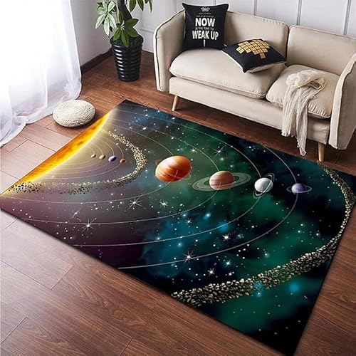 YOUOUSI Galaxy Planet Orbit großflächiger Teppich, geeignet für Zuhause, Wohnzimmer, Jungen und Mädchen, Schlafzimmer, Sofa, Fußmatte, Dekoration, Geschenke von YOUOUSI